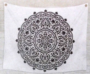 Stratton Decoración del Hogar Moderno Mandala Tapiz Decorativo Ojales Blanco Nuevo con Etiquetas - Imagen 1 de 3