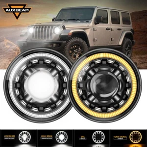 AUXBEAM 2X 7" LED Headlight Turn Signal Lamo DRL For Dodge D100 D200 D300 Pickup - Picture 1 of 12