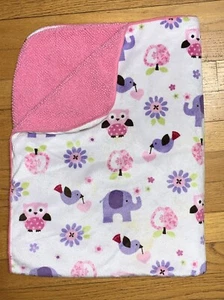 Circo Target Pink Purple Owl Elephant Birds Apple Flower Heart Baby Blanket - Picture 1 of 6