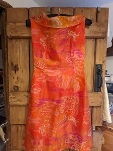 1950's 1960's vintage floral chiffon evening Dress 8 mod - Picture 1 of 9