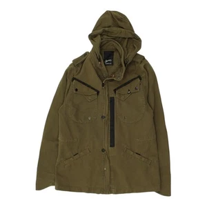 Denham Mens Green Jacket | Vintage Casual Full Zip Hooded Military Style - Picture 1 of 6