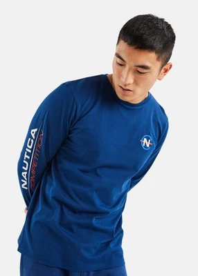 Nautica Competition Long Sleeve T-Shirt Laveer Mens LS Tee Navy