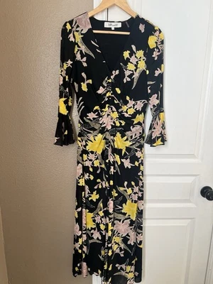 Diane Von Furstenberg DVF Mesh Maxi Dress Blue Floral Stretch Size L - Image 1 of 4