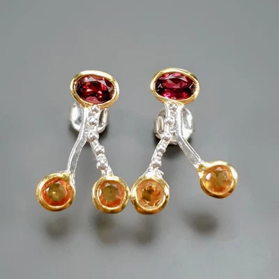 Pendientes X'mas Joyería Regalo Rodolita Natural Plata de Ley 925/E128260 Foto 1 de 4