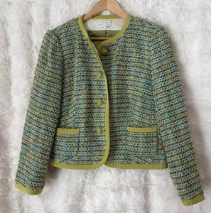 Chaqueta Blazer ANNA THOMAS Verde Botón Frontal Texturizado Tweed 16 - Imagen 1 de 9