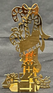 Danbury Mint 1985 23KT chapado en oro adorno medias de Navidad pieza retirada - Imagen 1 de 5