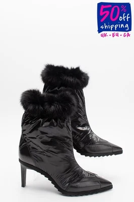 RRP€400 LORIBLU Ankle Boots US11 UK8 EU41 Heel Black Logo Made in Italy - Image 1 of 4