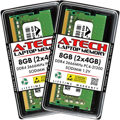 A-Tech 8GB 2x 4GB DDR4 2666 PC4-21300 Laptop 260-Pin SODIMM Memory RAM Kit 4G 8G - Image 1 of 4