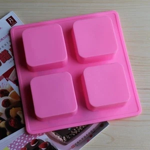 51096 Four Hole Square DIY Chocolate Pudding Mould Handmade Candle Mould - Picture 1 of 7