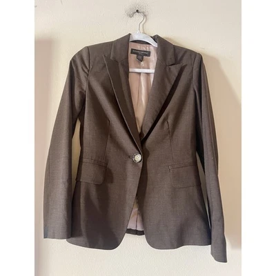 Banana Republic Chocolate Brown Wool Blend Satin Lined Blazer 4 - Image 1 of 4
