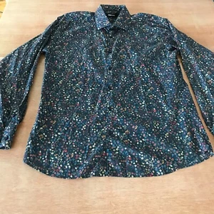Jared Lang Shirt Men XL Blue Floral Button Up Collared Long Sleeve Preppy - Picture 1 of 13