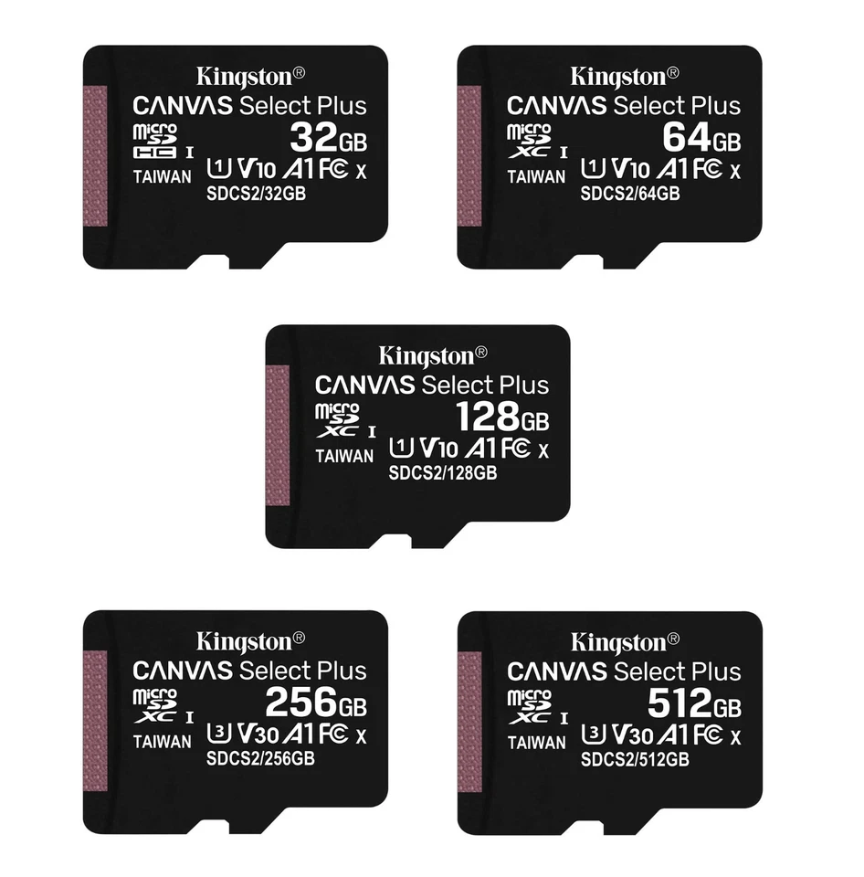 Micro SD Kingston Canvas Select Plus 32 64 128 256 512 GB C10 Originali - Immagine 1 di 1
