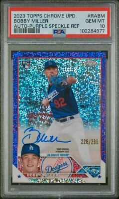 2023 Topps Chrome Bobby Miller Auto✍️Purple Speckle Refractor /299 🔥💎PSA10💎🔥 - Image 1 of 4