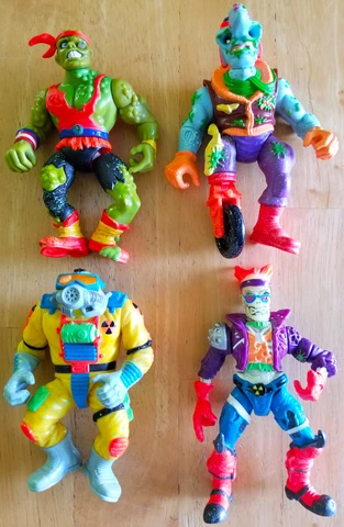 4 1991 Toxic Crusaders Figures TOXIE NOZONE RADIATION RANGER BONEHEAD Clean Cover