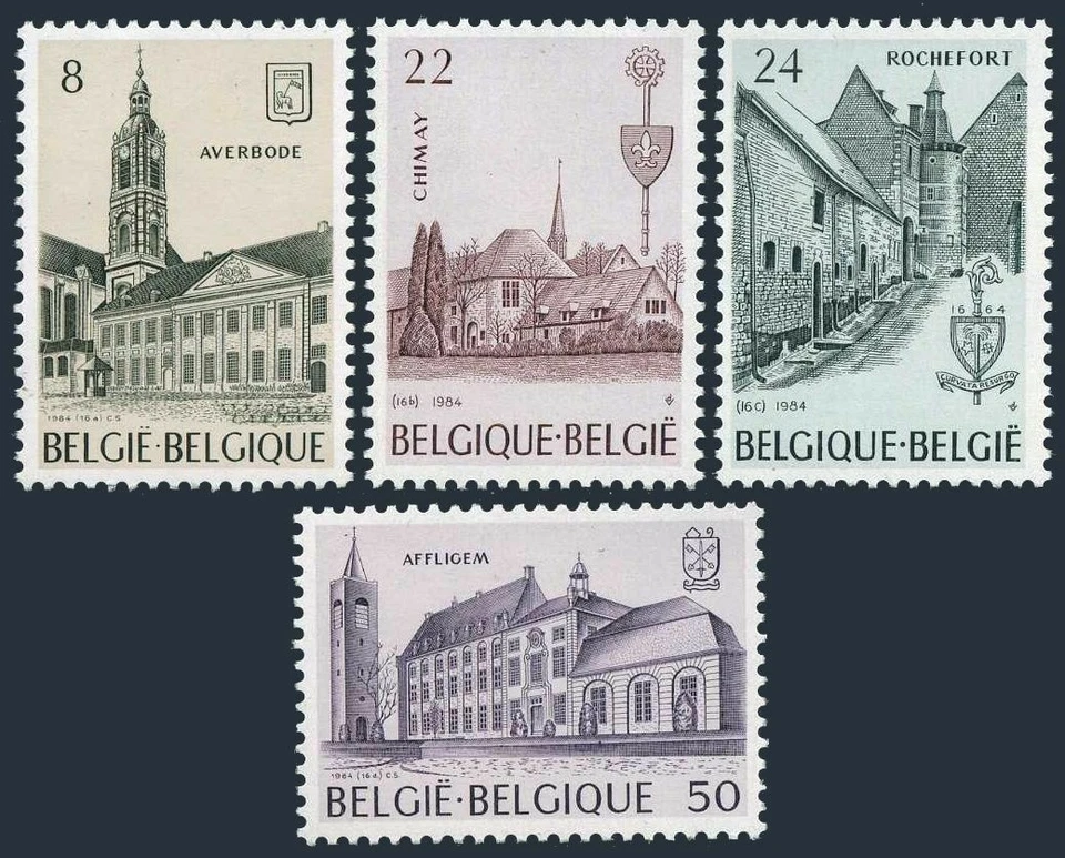 Belgium 1178-1181,MNH.Mi 2198-2201. Churches 1984.Affligem Abbey,Averbode,Chimay - Image 1 of 1