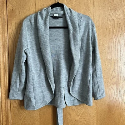 BCBGmaxazria Gray Cardigan With Attached Back Tie Size Medium Wool - Image 1 of 4