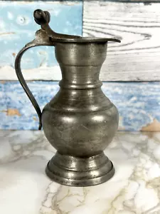 Swiss Antique Pewter Flagon 14 cm/5 .5 inches, Guild Marks Bauch Kanne - Picture 1 of 9