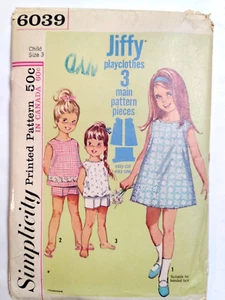 Dress Top Shorts Girls 3 Simplicity 6039 Sewing Pattern Cut Playclothes Jiffy - Picture 1 of 9