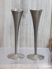 Vintage Mid Century Modern Arthur Salm Brushed Silver Candle Holders