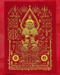 x3 pz. Amuleto Pha Yant Matra Wessuwan Dio Talismano Tessuto Buddha Thailandese - Foto 1 di 1