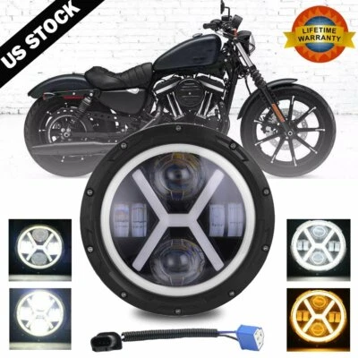 7" inch Black  LED Headlight For Honda Shadow VT1100 VT750 VT600 VF750 - Image 1 of 4