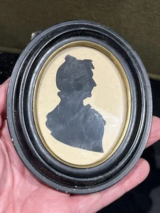 Antique Gutta Percha Oval Picture Frame w Silhouette by Frederick Nelson Seattle - Picture 1 of 7