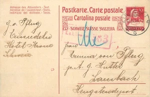 E0025 Switzerland Postal Card 1913 Einsiedeln to Laubach censorship - Picture 1 of 2
