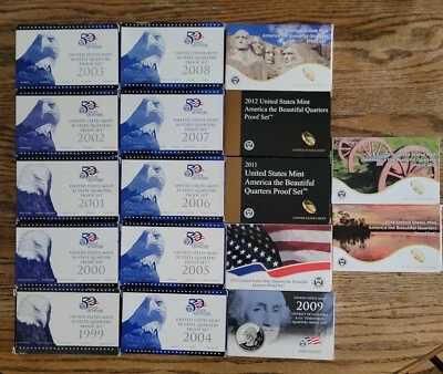 1999 TO 2015 PROOF  Clad State Quarters 17 sets  OGP FREE SHIPPING - Image 1 of 3