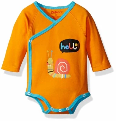 Zutano Baby Long Sleeve Body Wrap Say Hello Orange - Image 1 of 3