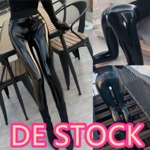 DE Freebily Damen Wetlook Hosen Tights Lackhose High Waist Glanz Lederpants - Bild 1 von 26