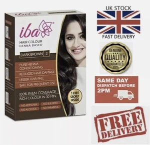 🇬🇧IBA Herbal Henna Based Hair Color,Ammonia free, Halal, Dark Brown 70g Box
