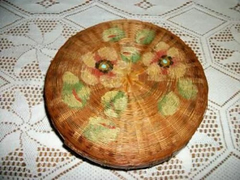 1920s WICKER RATTAN HP FLOWERS SEWING BASKET SALLY PATCHIN FLOWERS JAPAN ANTIQUE Cover