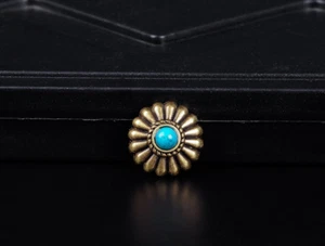 16mm 10pcs Floral COPPER TURQUOISE CONCHOS FOR DIY LEATHER BELT WALLET SCREWBACK - Picture 1 of 12