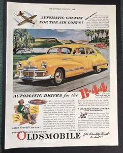 Anuncio Oldsmobile de la Segunda Guerra Mundial con avión de combate de la Segunda Guerra Mundial, original 1941 - Imagen 1 de 1