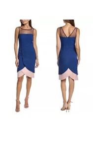 Womens JS Collections Lynn Petal Knee Length Dress Blue/Pink Size 10 New W/Tags - Picture 1 of 5