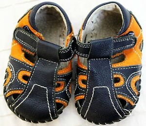 Pediped Originals Boys Baby Shoes Sandals Brown-Orange Crib 0-6 Months