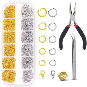 1200x Jump Rings Connectors Lobster Clasps Open Tool Pliers for Jewellery Making - Picture 1 of 14