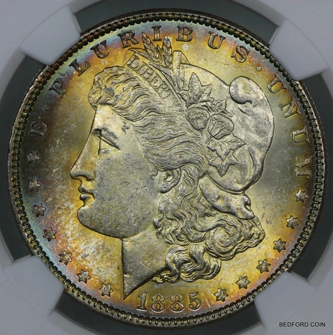 PRETTY TONED NGC MS62 1885 MORGAN SILVER DOLLAR $1         (BC11) Cover