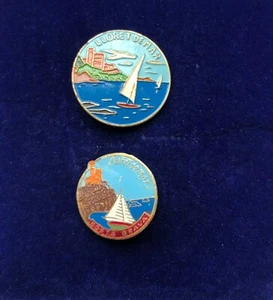 Lloretdemar Spain Costa Brava Sailing Boat Enamel Vintage Pin Badges - Picture 1 of 6