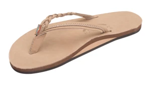 Women's Rainbow Sandals Narrow Strap with Braid  Flirty 11 Sierra Brown NWT - Picture 1 of 2
