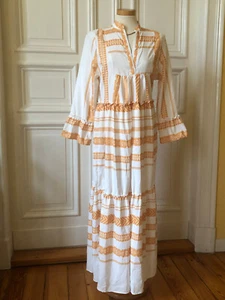 Neu: Boho, Maxikleid, Baumwolle, orange/gelb, Gr. L - Bild 1 von 8