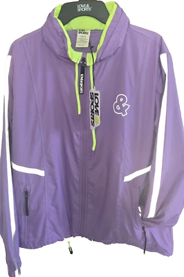 Chaqueta deportiva Love & Sports para mujer forrada de malla con capucha lila púrpura talla L 12-14 Foto 1 de 3