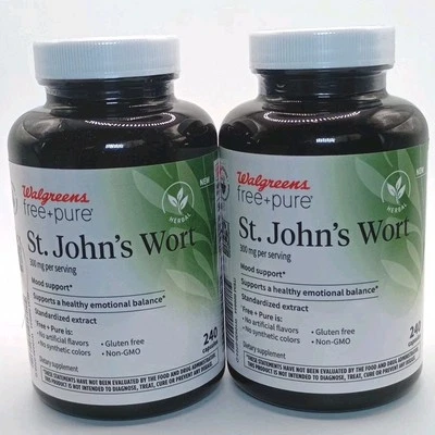 X2 WALGREENS Free & Pure ST. JOHN'S WORT 300mg Mood Support 240ct. Each Exp.6/27 - Image 1 of 3
