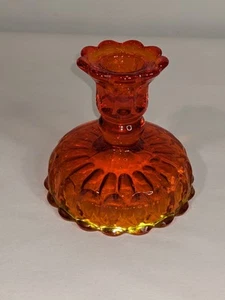 Fenton Amberina Glass Candle Holder Vintage Thumbprint Red Orange UV Reactive - Picture 1 of 5