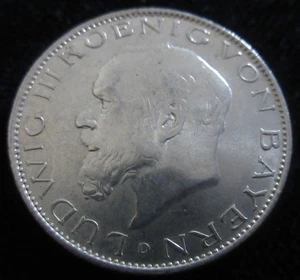 MDS DEUTSCHES REICH KAISERREICH BAYERN 2 MARK 1914 D "LUDWIG III", SILBER #AD - Picture 1 of 2