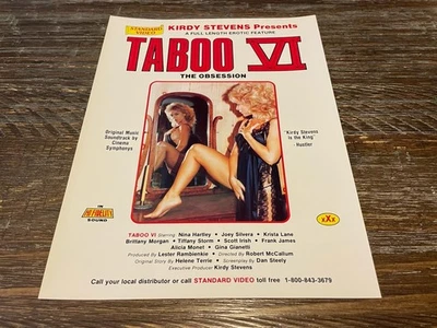 Taboo VI: The Obsession 8.5" x 11" Adult Film Ad Slick Nina Hartley Krista Lane - Image 1 of 2