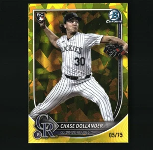2025 Bowman Chrome Sapphire Chase Dollander Yellow Refractor Rockies #62 - Bild 1 von 2