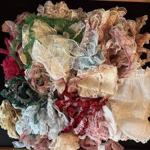 Large Lot of Vintage Sewing Trims Colorful Lace Craft Junk Journal Doll Clothes - Picture 1 of 6