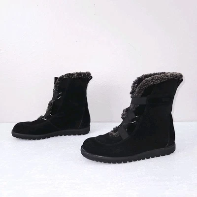 Botas al tobillo Stuart Weitzman para mujer 6,5 negras gamuza piel de oveja imitación suela Foto 1 de 4