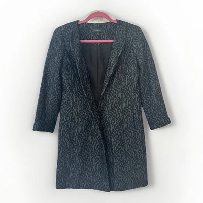 Chaqueta Blazer Talbots Para Mujer Talla 2 Negra Verde Azulado Frente Abierto Encaje Elástico Foto 1 de 4